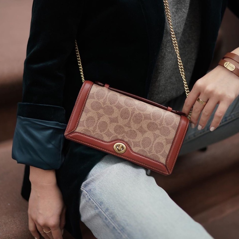 Riley Chain Clutch In Colorblock Signature Canvas